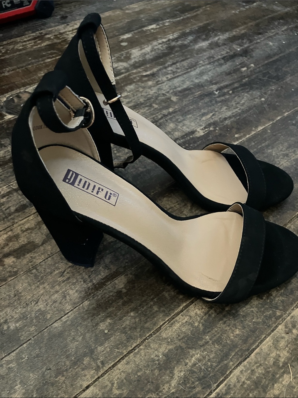 Women’s Black Ankle-Strap Block Heels by UMIFU